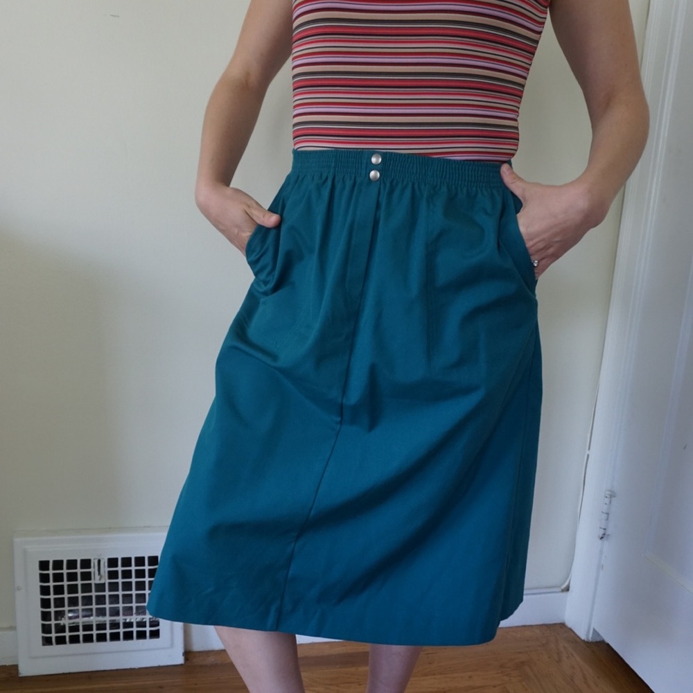 70s Vintage A-Line Jungle Green Skirt - USA Made!